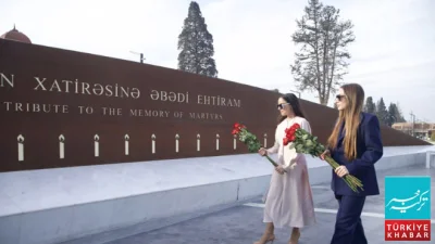 Laila and Alina Aliyeva Visit Ganja Memorial Complex
